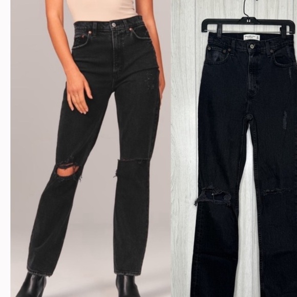 Abercrombie Women's Black Distressed Jeans - Picture 1 of 4